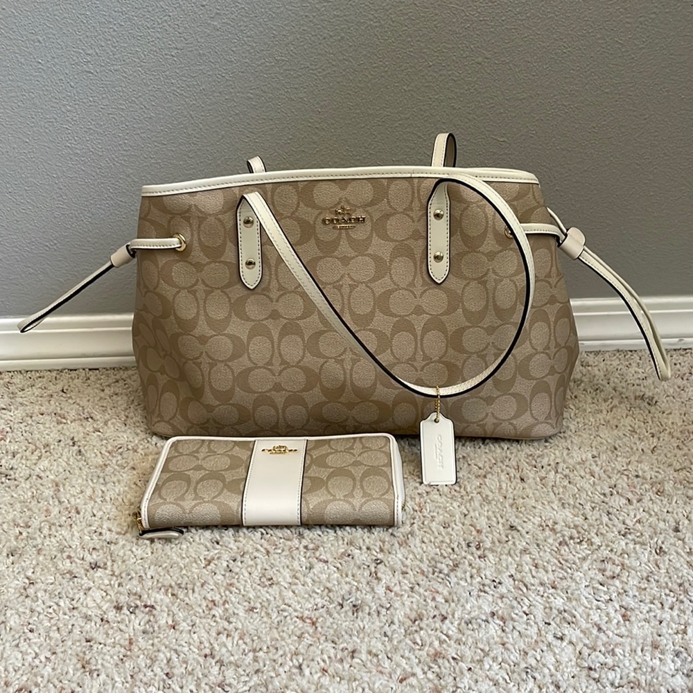 COACH Signature Carry All Tote & Wallet